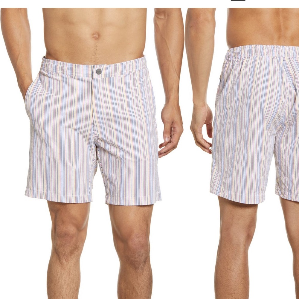 Onia Calder Seersucker Swim Shorts - Striped
